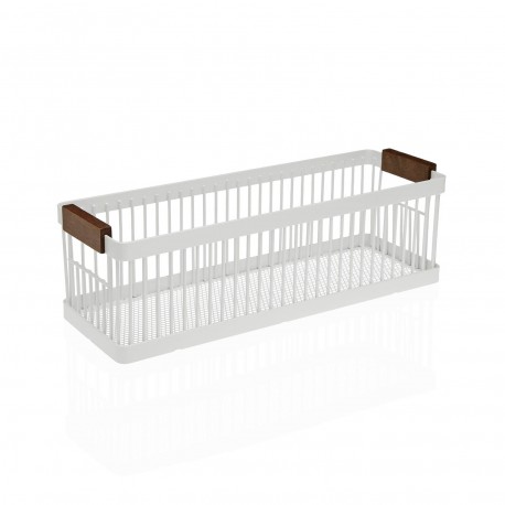 WHITE RECTANGULAR METAL BASKET