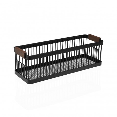 BLACK RECTANGULAR METAL BASKET