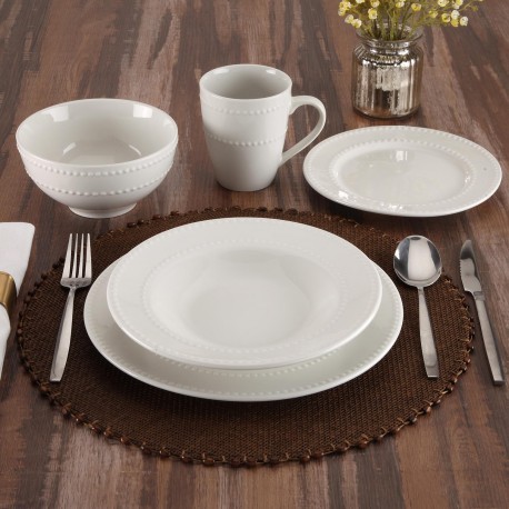 18-PIECE DOTTED EMBOSSED DINNER SET
