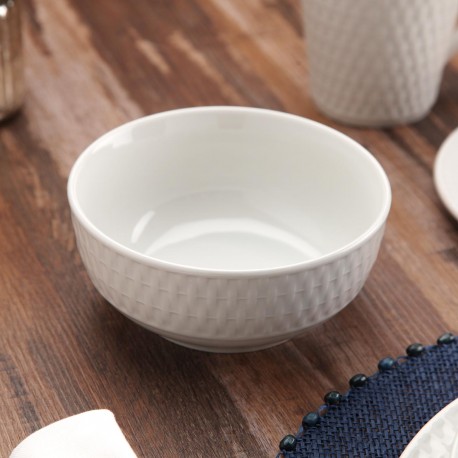 WHITE WICKER TEXTURE BOWL