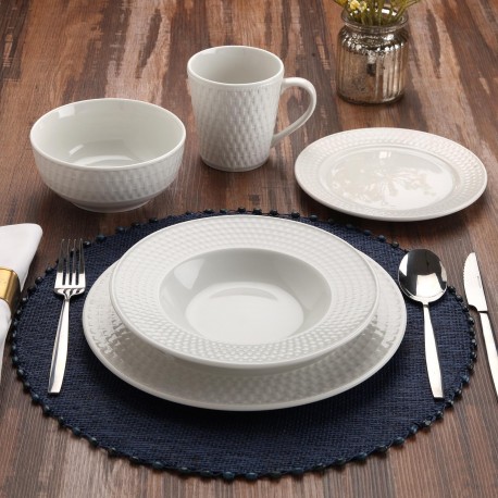 WHITE WICKER TEXTURE BOWL