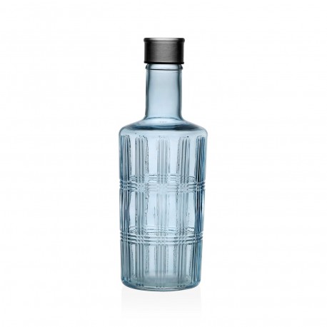 BLUE GLASS BOTTLE WITH METAL LID