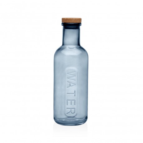 BLUE GLASS BOTTLE WITH CORK LID