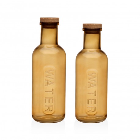AMBER GLASS BOTTLE WITH CORK LID