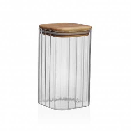LARGE GLASS JAR WITH ACACIA LID