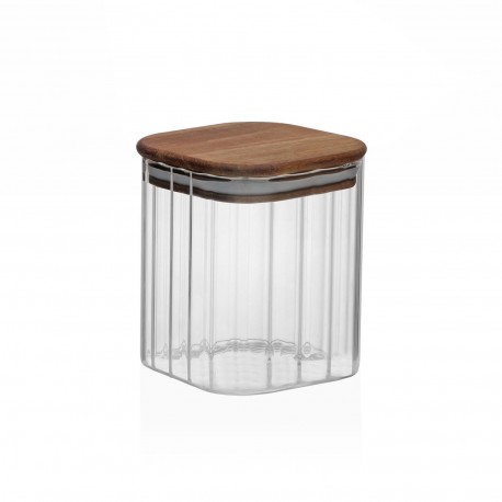 MEDIUM GLASS JAR WITH ACACIA LID