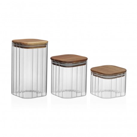 MEDIUM GLASS JAR WITH ACACIA LID