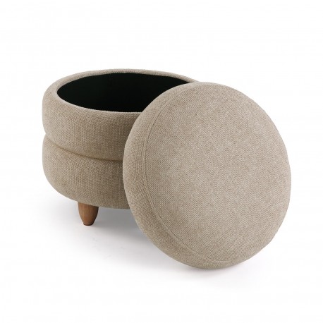 BEIGE STORAGE POUFFE "SIRO"