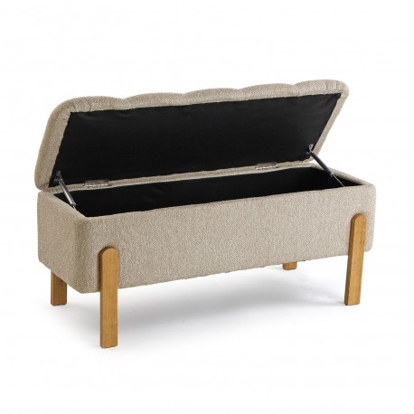 BEIGE UPHOLSTERED STORAGE END BED BENCH