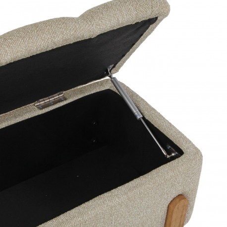 BEIGE UPHOLSTERED STORAGE END BED BENCH
