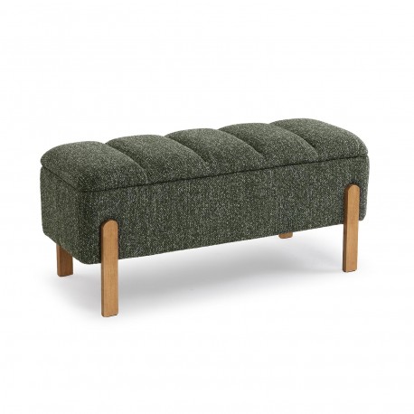 GREEN UPHOLSTERED STORAGE END BED BENCH
