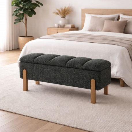 GREEN UPHOLSTERED STORAGE END BED BENCH