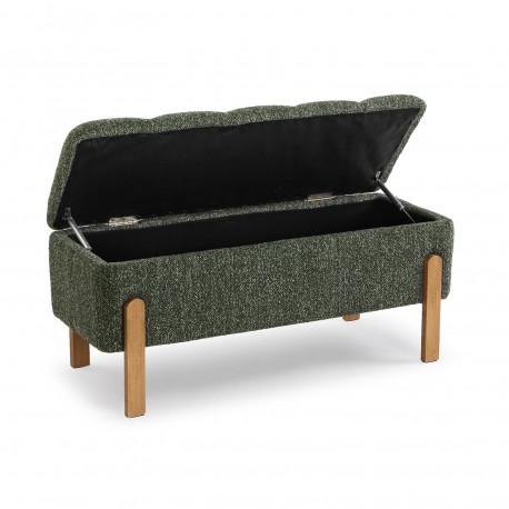 GREEN UPHOLSTERED STORAGE END BED BENCH