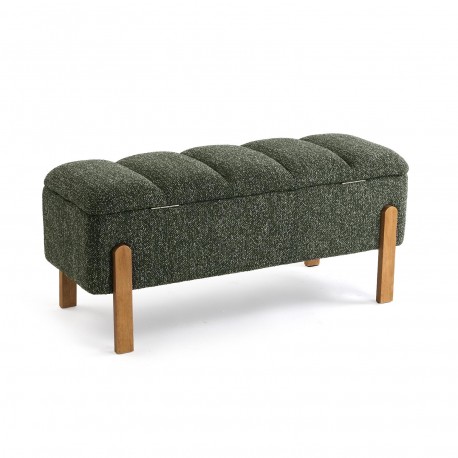 GREEN UPHOLSTERED STORAGE END BED BENCH