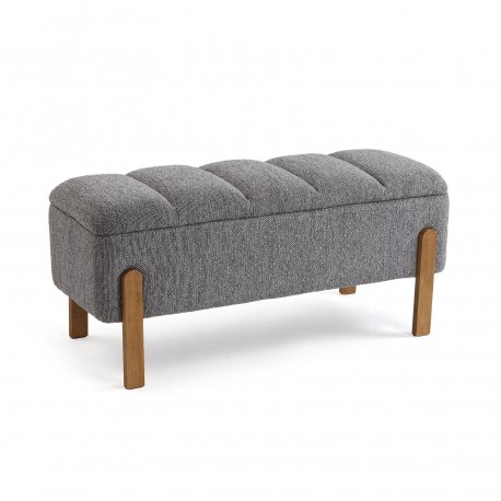 LIGHT GREY UPHOLSTERED STORAGE END BED BENCH