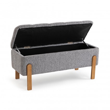 LIGHT GREY UPHOLSTERED STORAGE END BED BENCH