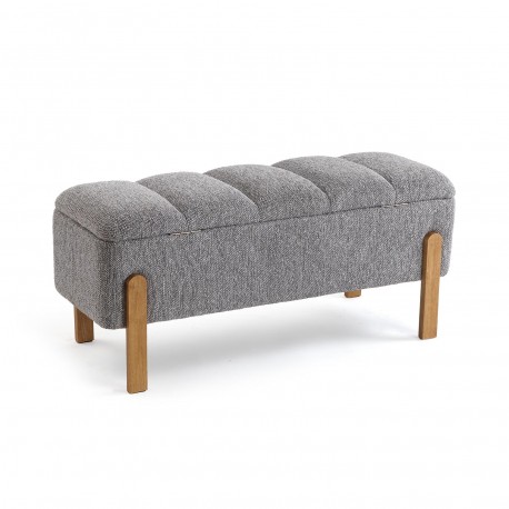 LIGHT GREY UPHOLSTERED STORAGE END BED BENCH
