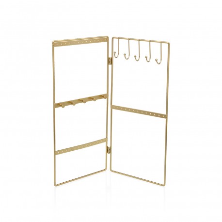 GOLD METAL JEWELLERY BOX, FOLDABLE DOUBLE HANGER