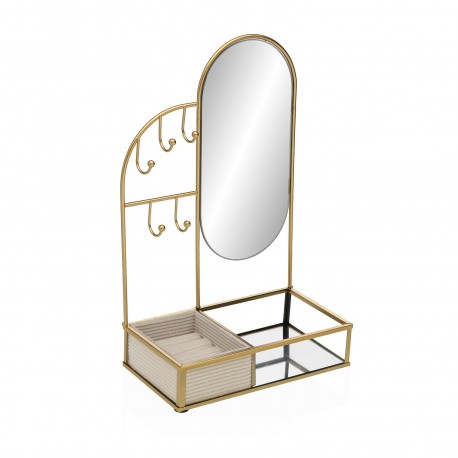 JEWELLERY BOX, SIDE MIRROR, GLASS BASE