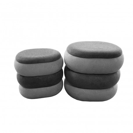 SET OF 2 GREY POUFFES