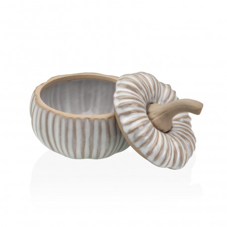 S WHITE STORAGE CERAMIC PUMPKIN FIGURE