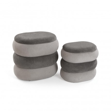 SET OF 2 GREY POUFFES