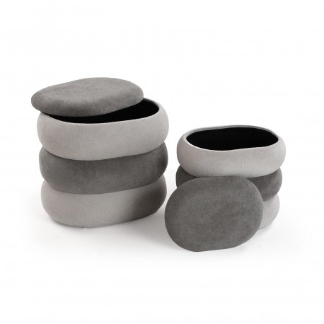 SET OF 2 GREY POUFFES