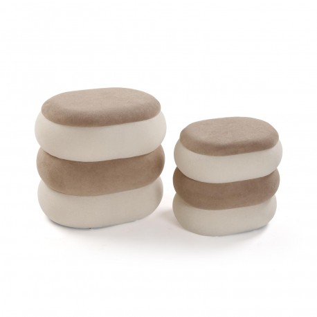 SET OF 2 BEIGE POUFFES