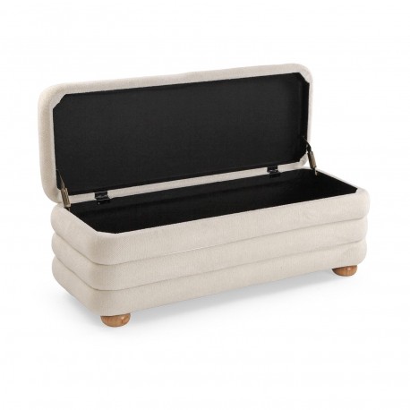 GREY END BED BENCH & 2 POUFFES SET