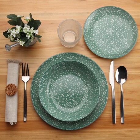 MIREIA GREEN 18-PIECE DINNER SET