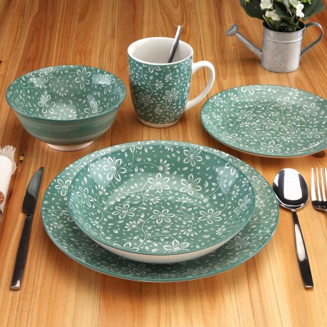 MIREIA GREEN 18-PIECE DINNER SET